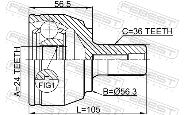Комплект шарнірів, приводний вал 2110-FOCII20 FEBEST #1