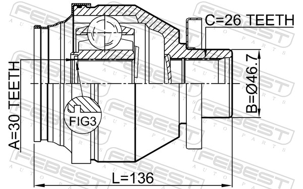 Комплект шарнірів, приводний вал 2311-T5MTLH FEBEST #1