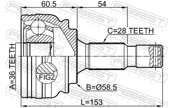 Комплект шарнірів, приводний вал 2510-EXP FEBEST #1