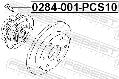 Колісний болт 0284-001-PCS10 FEBEST #1