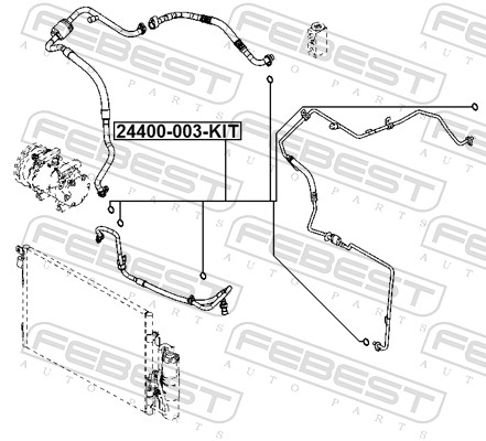Ущільнювальне кільце, трубопровід охолоджувальної рідини 24400-003-KIT FEBEST #1