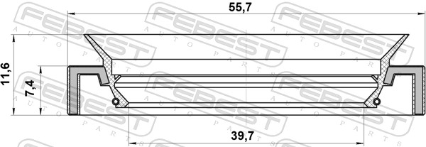 Ущільнювальне кільце вала, розподільна коробка 95HAY-41550712X FEBEST #1