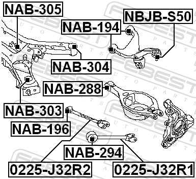Втулка, балка моста NAB-305 FEBEST #1