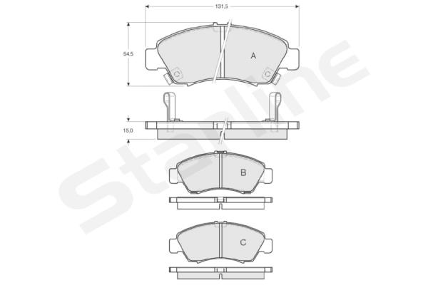 Комплект тормозных колодок, дисковый тормоз   BD S151   STARLINE