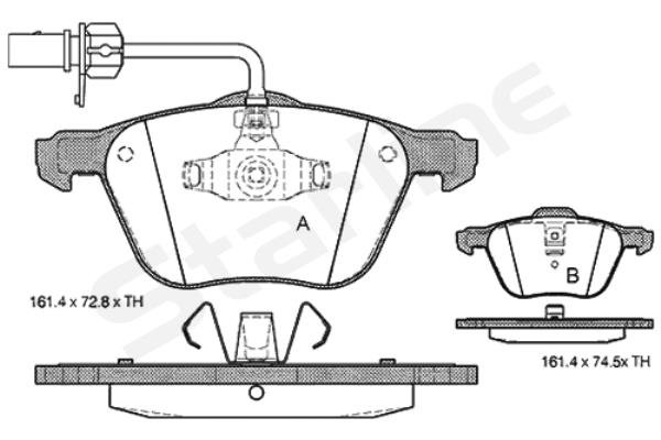 Комплект тормозных колодок, дисковый тормоз   BD S312   STARLINE