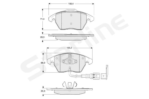 Комплект гальмівних накладок, дискове гальмо   BD S833P   STARLINE