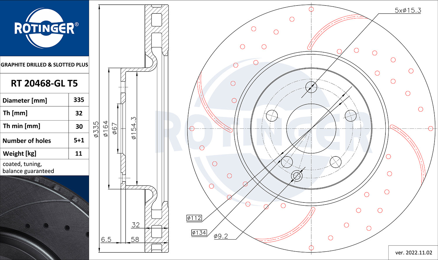 Тормозной диск, ROTINGER RT 20468-GL T5 Тормозной диск, ROTINGER RT 20468-GL T5