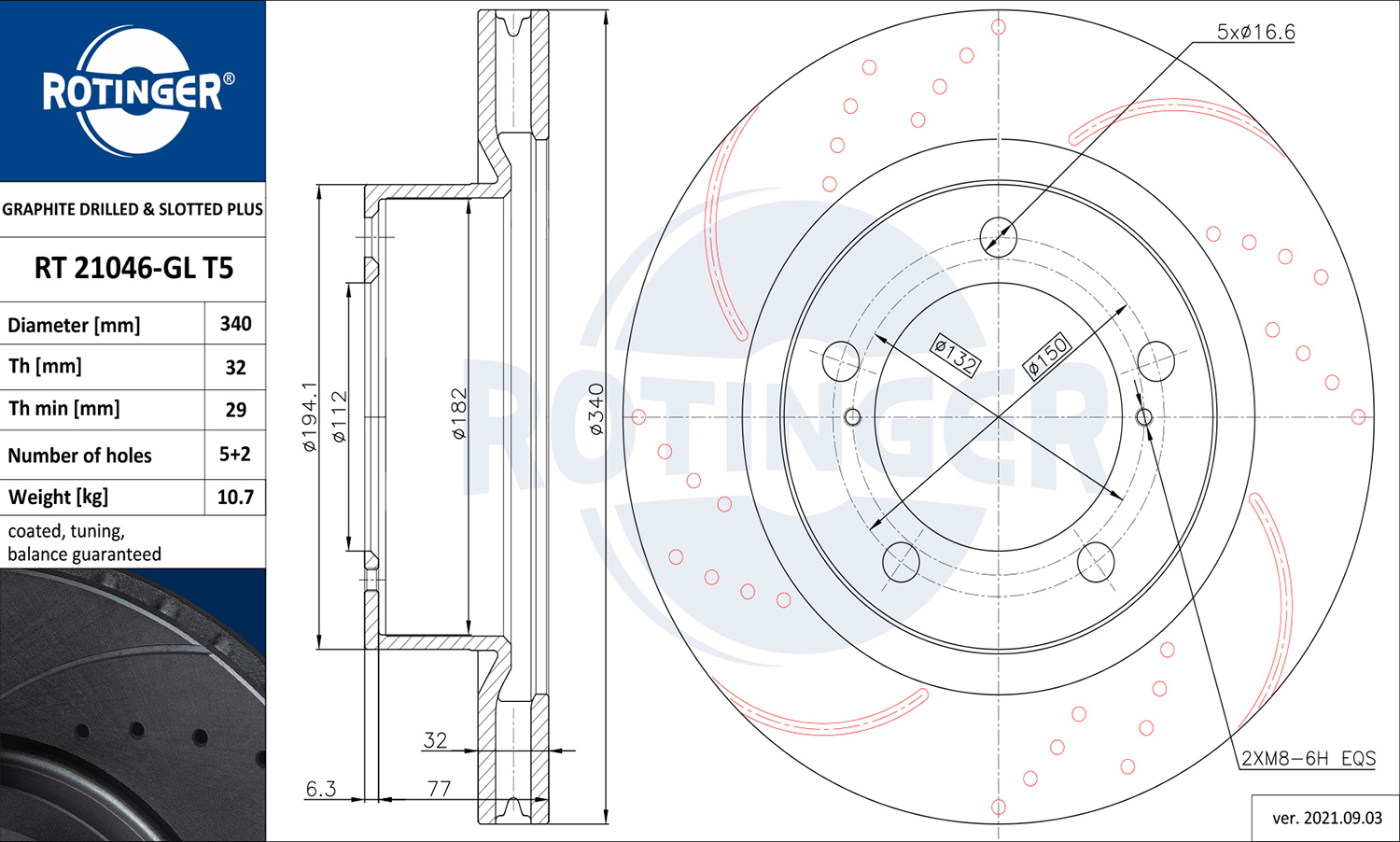 Тормозной диск   RT 21046-GL T5   ROTINGER