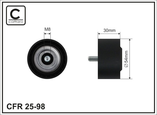 Відвідний/напрямний ролик, поліклиновий ремінь   25-98   CAFFARO