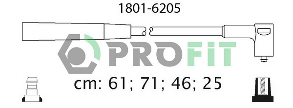 Комплект проводів високої напруги   1801-6205   PROFIT