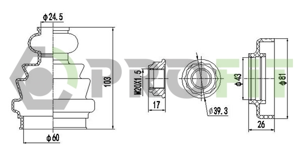 Комплект пилозахисний, приводний вал   2710-0020 XLB   PROFIT