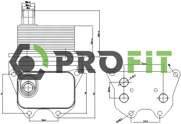 Охолоджувач оливи, моторна олива, PROFIT 1745-0032 Охолоджувач оливи, моторна олива, PROFIT 1745-0032