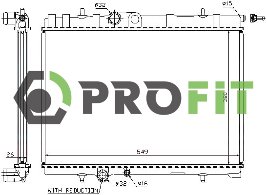 Радіатор, система охолодження двигуна   1740-0090   PROFIT