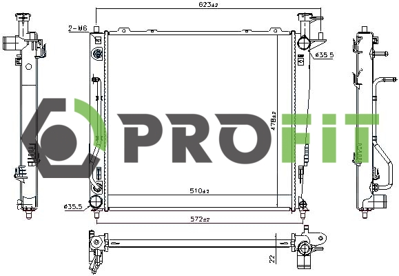 Радіатор, система охолодження двигуна   1740-0153   PROFIT