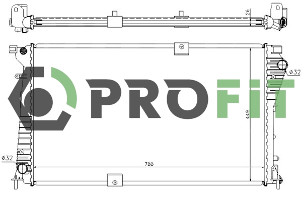 Радіатор, система охолодження двигуна   1740-0171   PROFIT