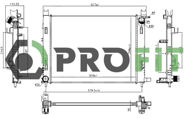 Радиатор, охлаждение двигателя   1740-0177   PROFIT