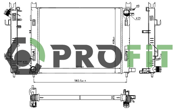 Радиатор, охлаждение двигателя   1740-0180   PROFIT