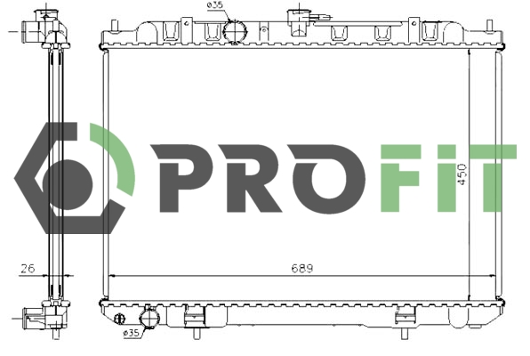 Радиатор, охлаждение двигателя   1740-0251   PROFIT