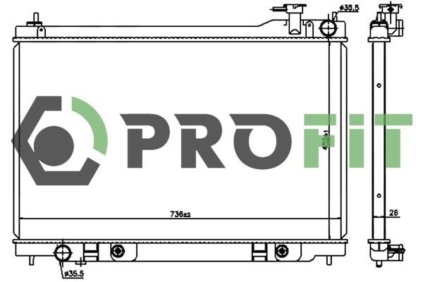 Радіатор, система охолодження двигуна   1740-0260   PROFIT