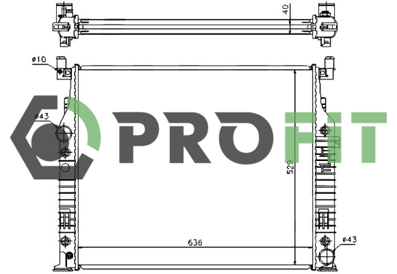 Радіатор, система охолодження двигуна   1740-0307   PROFIT