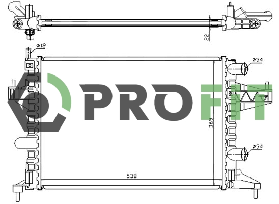 Радіатор, система охолодження двигуна   1740-0374   PROFIT