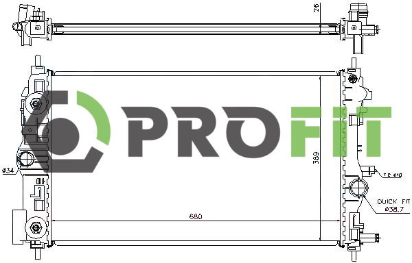 Радіатор, система охолодження двигуна   1740-0388   PROFIT
