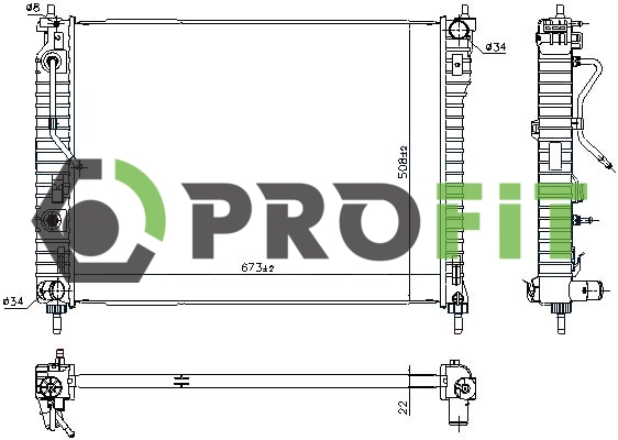 Радиатор, охлаждение двигателя   1740-0393   PROFIT