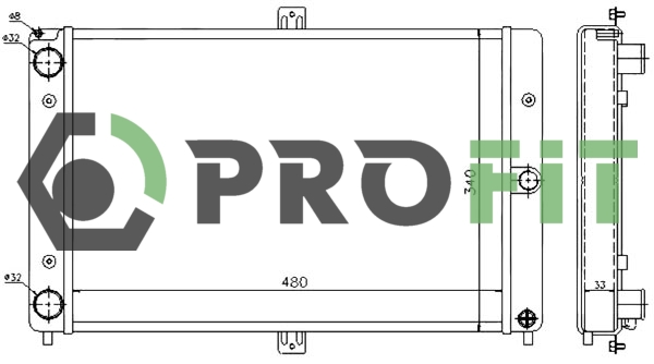 Радиатор, охлаждение двигателя   1740-1500   PROFIT