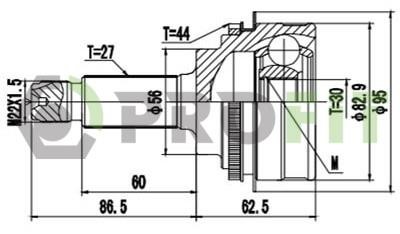 Комплект шарнірів, приводний вал   2710-3128   PROFIT