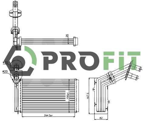 Теплообменник, отопление салона   1760-0007   PROFIT