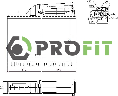 Теплообменник, отопление салона   1760-0065   PROFIT