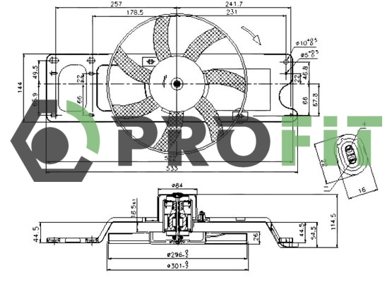 Вентилятор, охлаждение двигателя   1850-0015   PROFIT