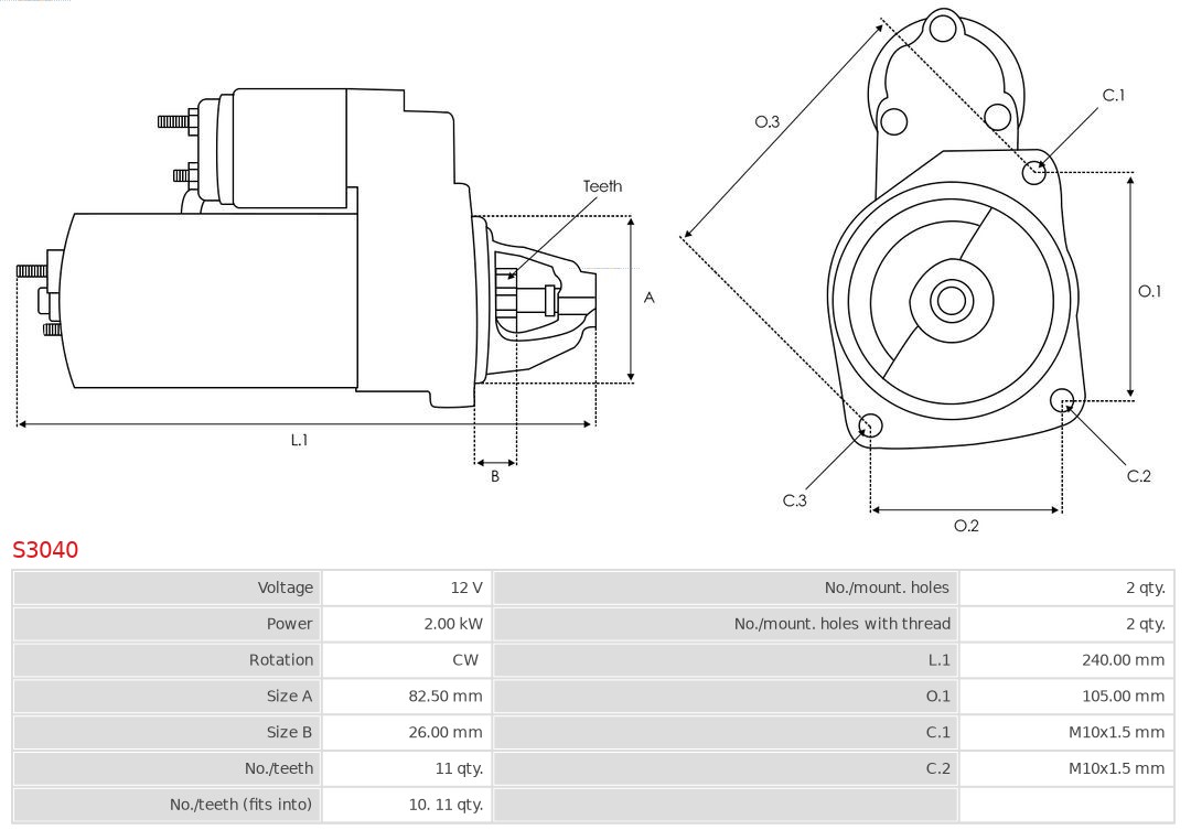 Стартер S3040 AS-PL #4