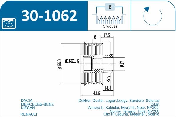 Механізм вільного ходу генератора 30-1062 IJS GROUP #1