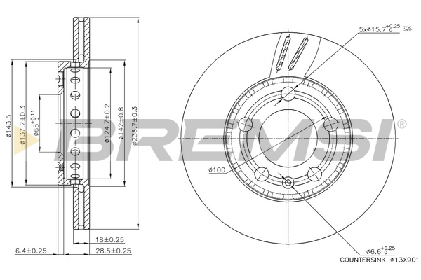 Гальмівний диск   CD7164V   BREMSI