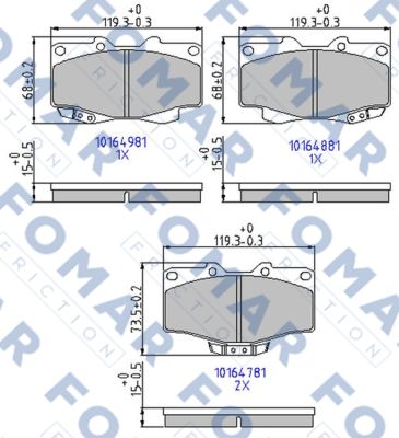 Комплект тормозных колодок, дисковый тормоз   FO 464781   FOMAR Friction