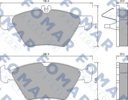 Комплект тормозных колодок, дисковый тормоз   FO 639081   FOMAR Friction