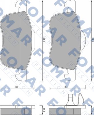 Комплект гальмівних накладок, дискове гальмо   FO 673481   FOMAR Friction