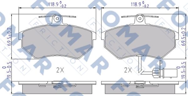 Комплект тормозных колодок, дисковый тормоз   FO 689281   FOMAR Friction