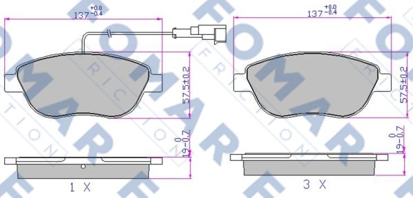 Комплект гальмівних накладок, дискове гальмо   FO 907681   FOMAR Friction