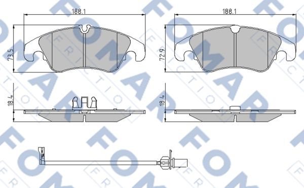 Комплект тормозных колодок, дисковый тормоз   FO 962281   FOMAR Friction