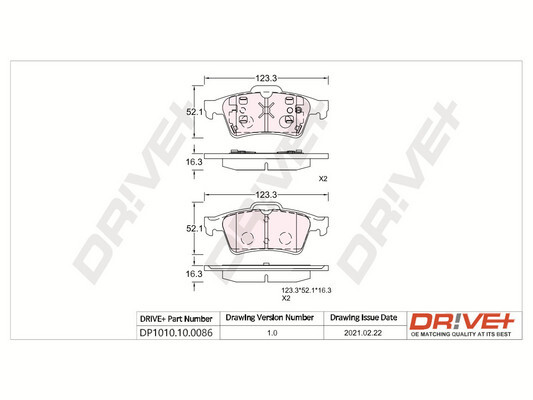 Комплект тормозных колодок, дисковый тормоз   DP1010.10.0086   Dr!ve+