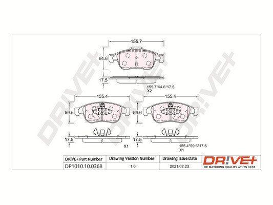 Комплект тормозных колодок, дисковый тормоз   DP1010.10.0368   Dr!ve+