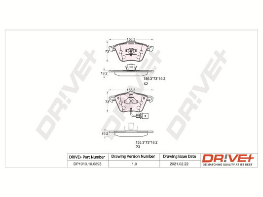 Комплект гальмівних накладок, дискове гальмо   DP1010.10.0893   Dr!ve+