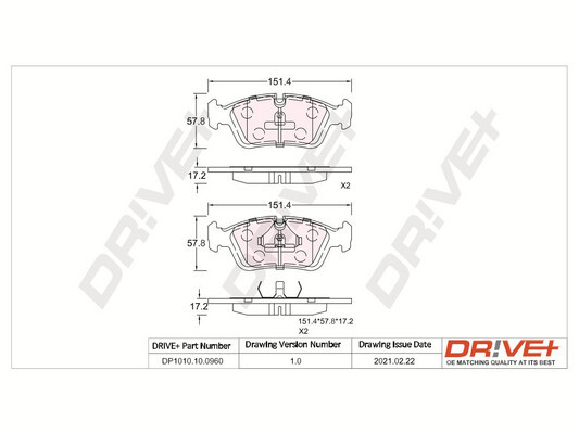 Комплект тормозных колодок, дисковый тормоз   DP1010.10.0960   Dr!ve+