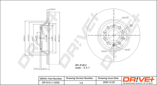 Тормозной диск   DP1010.11.0252   Dr!ve+