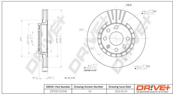 Тормозной диск   DP1010.11.0346   Dr!ve+