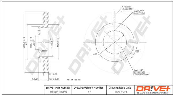 Тормозной диск   DP1010.11.0369   Dr!ve+