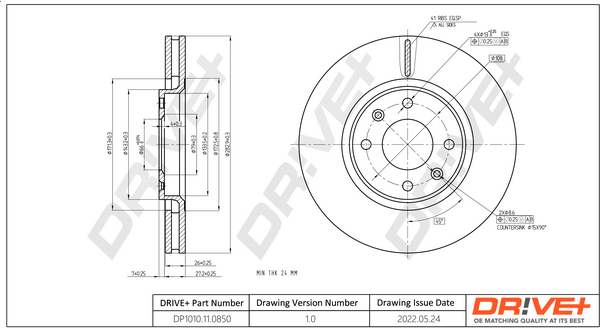 Тормозной диск   DP1010.11.0850   Dr!ve+