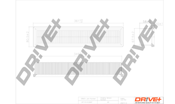 Повітряний фільтр   DP1110.10.0097   Dr!ve+